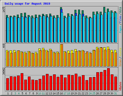Daily usage for August 2019