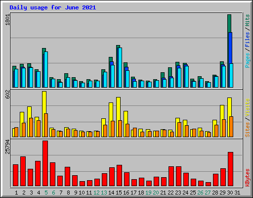 Daily usage for June 2021