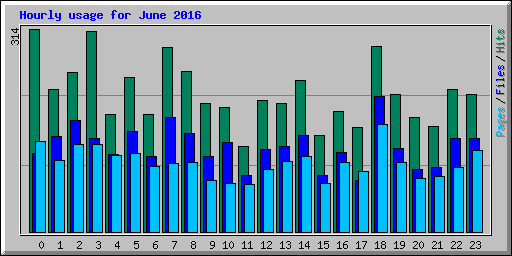 Hourly usage for June 2016