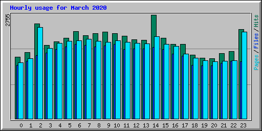 Hourly usage for March 2020