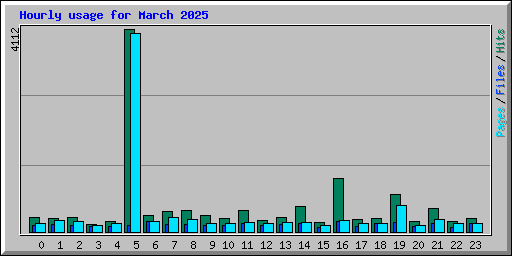 Hourly usage for March 2025